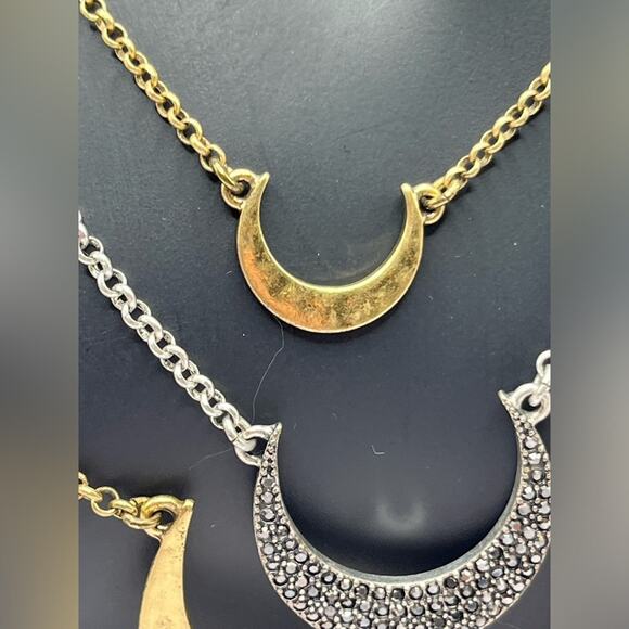 Lucky Brand triple crescent two tone moon necklace - Picture 4 of 7